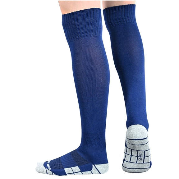 Xfvqtps Children Soccer Socks Over Knee Long Tube Thin Sports Elastic Comfort Breathable Soft Knee High Socks Dark Blue