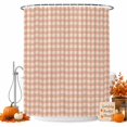 thumbnail image 2 of Peach Pink Plaid Shower Curtains for Bathroom, Gingham Checked Minimalist Modern Waterproof Fabric Shower Curtain, Decorative Bathroom Curtain for Bathtub, 72"x84", No Hooks Included, 2 of 9
