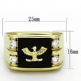 thumbnail image 2 of IP Gold(Ion Plating) Stainless Steel Ring with Semi-Precious Agate in Jet for Women Animals Theme Jet Stone Color Style TK793 Size 13, 2 of 3