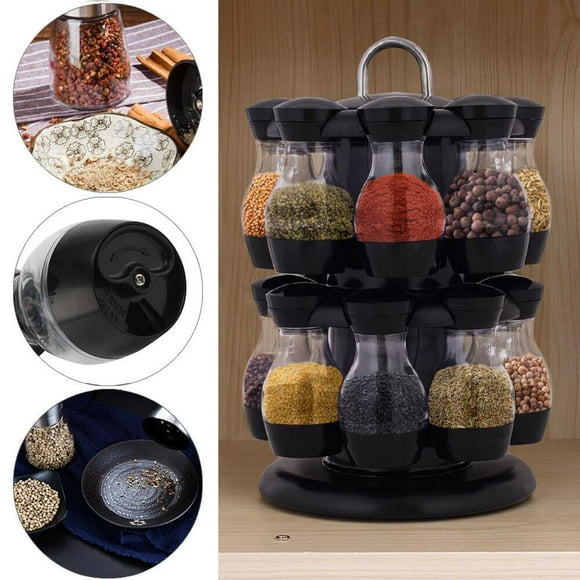 16 rotatable spice rack, spice rack, kitchen spice carousel, spice container