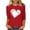 #230-Red, variant on Craaazy Women's Hearted-Printed Round Neck 3/4 Sleeve Loose Tops Gifts