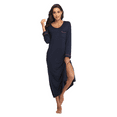 thumbnail image 4 of ANLIQI Women's Sleepwear Soft Comfy Long-Sleeve Nightgown Full Length Nightshirts Pajamas Loungewear with Pockets(Navy Blue,S), 4 of 6
