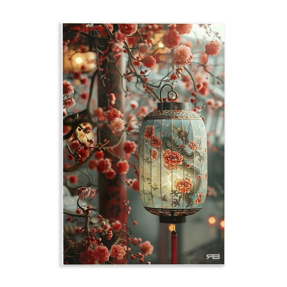 Stupell Industries Florals with Asian Motif Botanical & Floral Painting Unframed Art Print Wall Art, 10 x 15