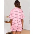 thumbnail image 3 of Ekouaer Womens Satin Pajamas Set Button Down Silk 2 Piece Pj Sets Ruffled Short Sleeve Sleepwear, 3 of 6
