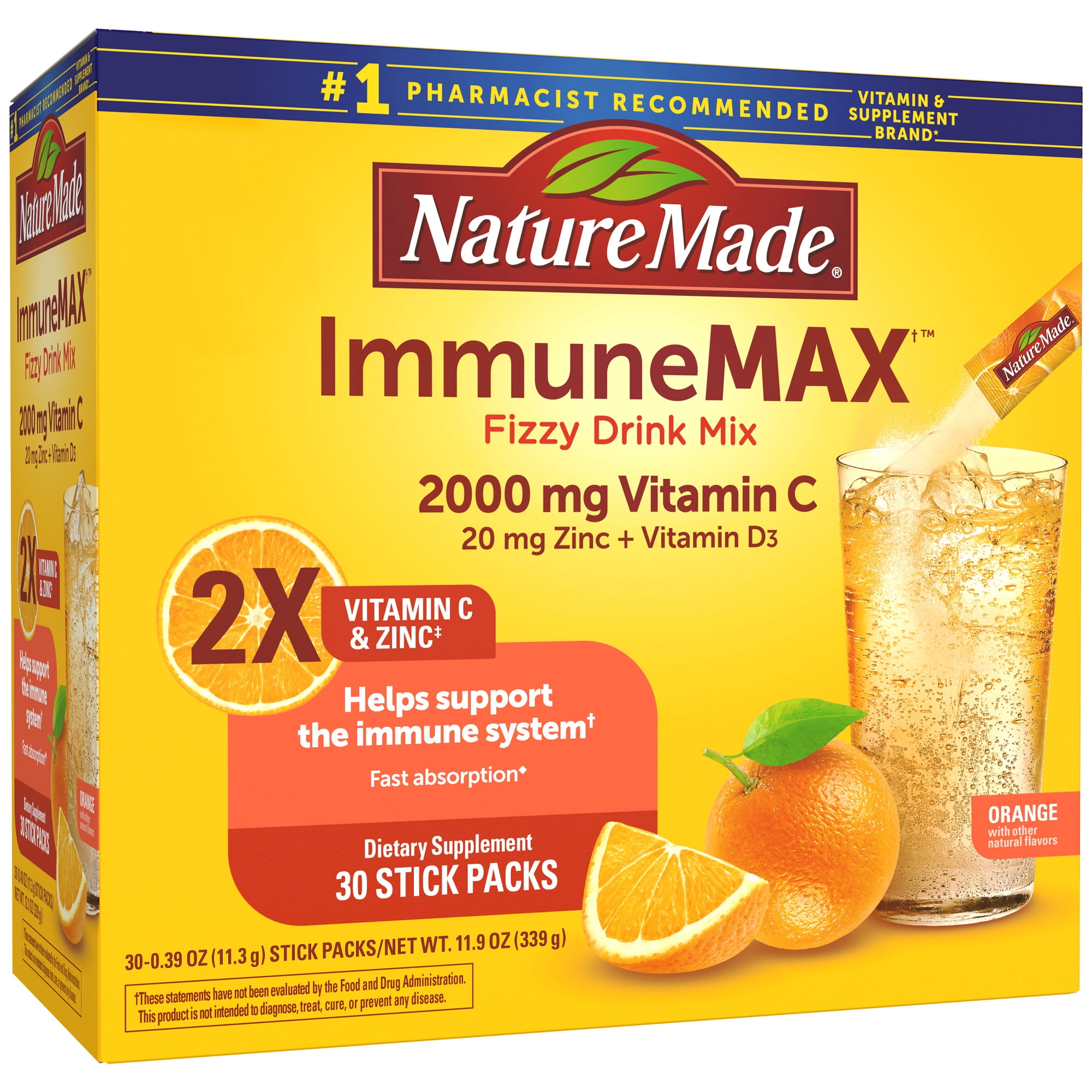 Nature Made Immunemax Fizzy Drink Mix With Vitamin C Vitamin D And Zinc Supplement 30 Count - Walmartcom