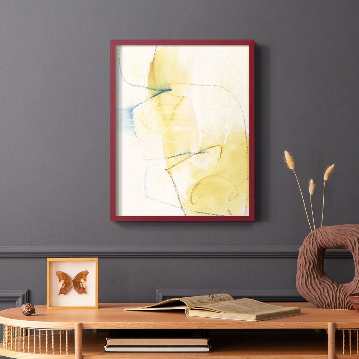 Barxan I Framed Print in Red Solid Wood Framed Print No Nail Hanging