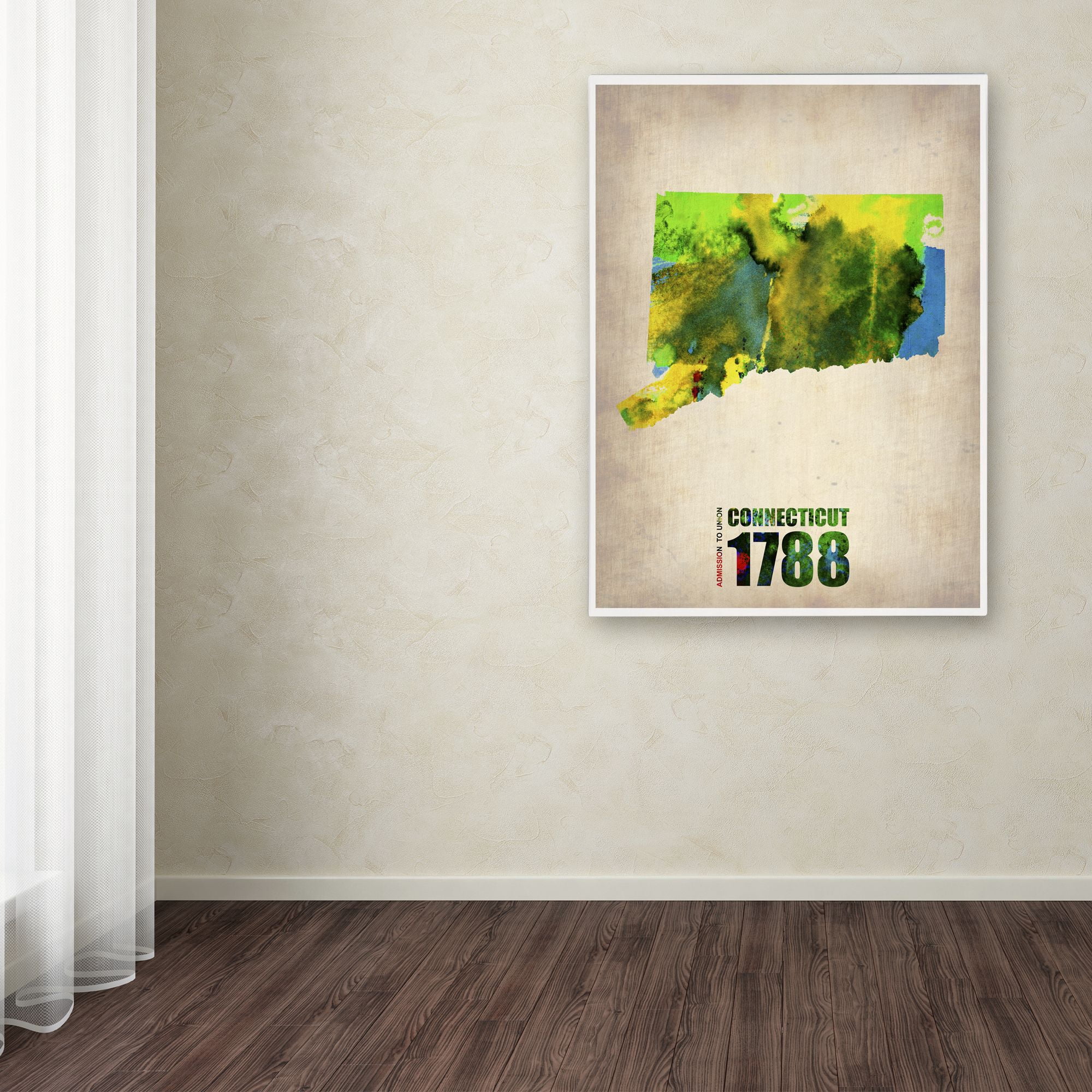 Trademark Fine Art "Connecticut Watercolor Map" Canvas Art by Naxart