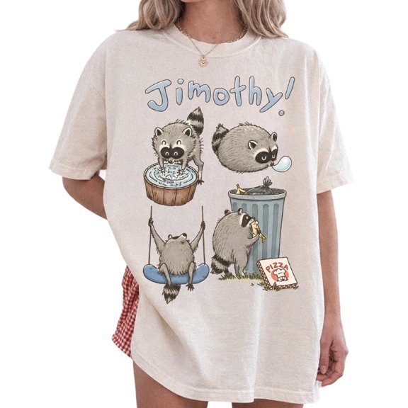 Cute Jimothy Raccoon Cottagecore T-Shirt for Men and Women, Funny Trash Panda Graphic Tee, Animal Lover Shirt, Sizes S-3XL