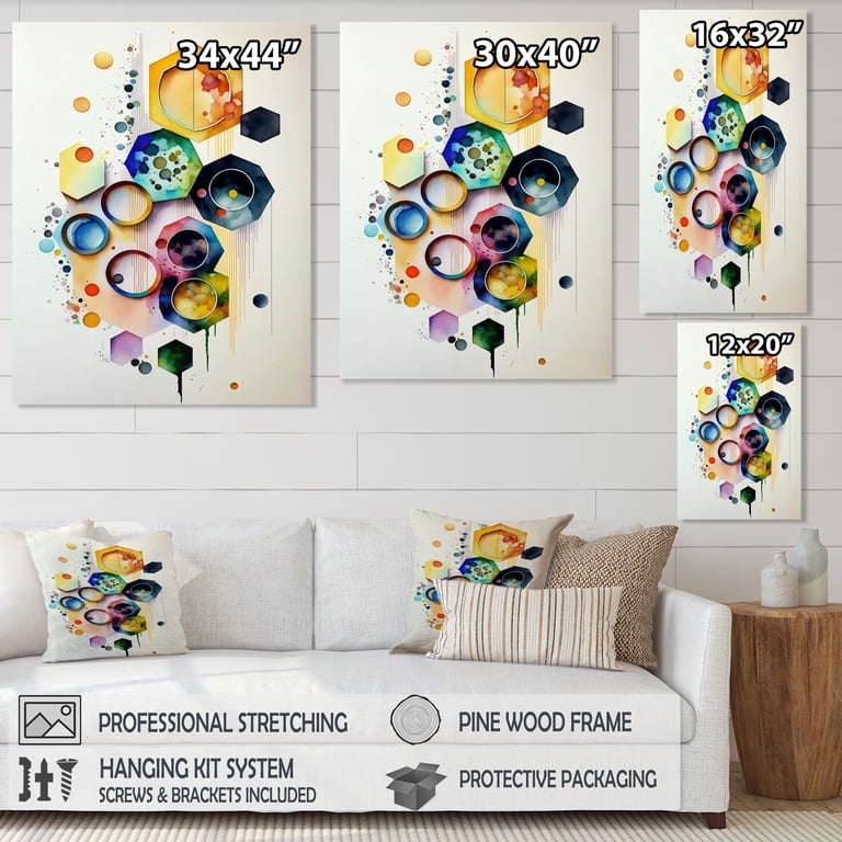 Free Shipping! Designart Geometric Abstract Canvas Art - Hexagon