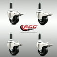 thumbnail image 2 of 3 Inch 316SS Hard Rubber Wheel Swivel 3/4 Inch Stem Caster Set Lock Brake SCC, 2 of 2