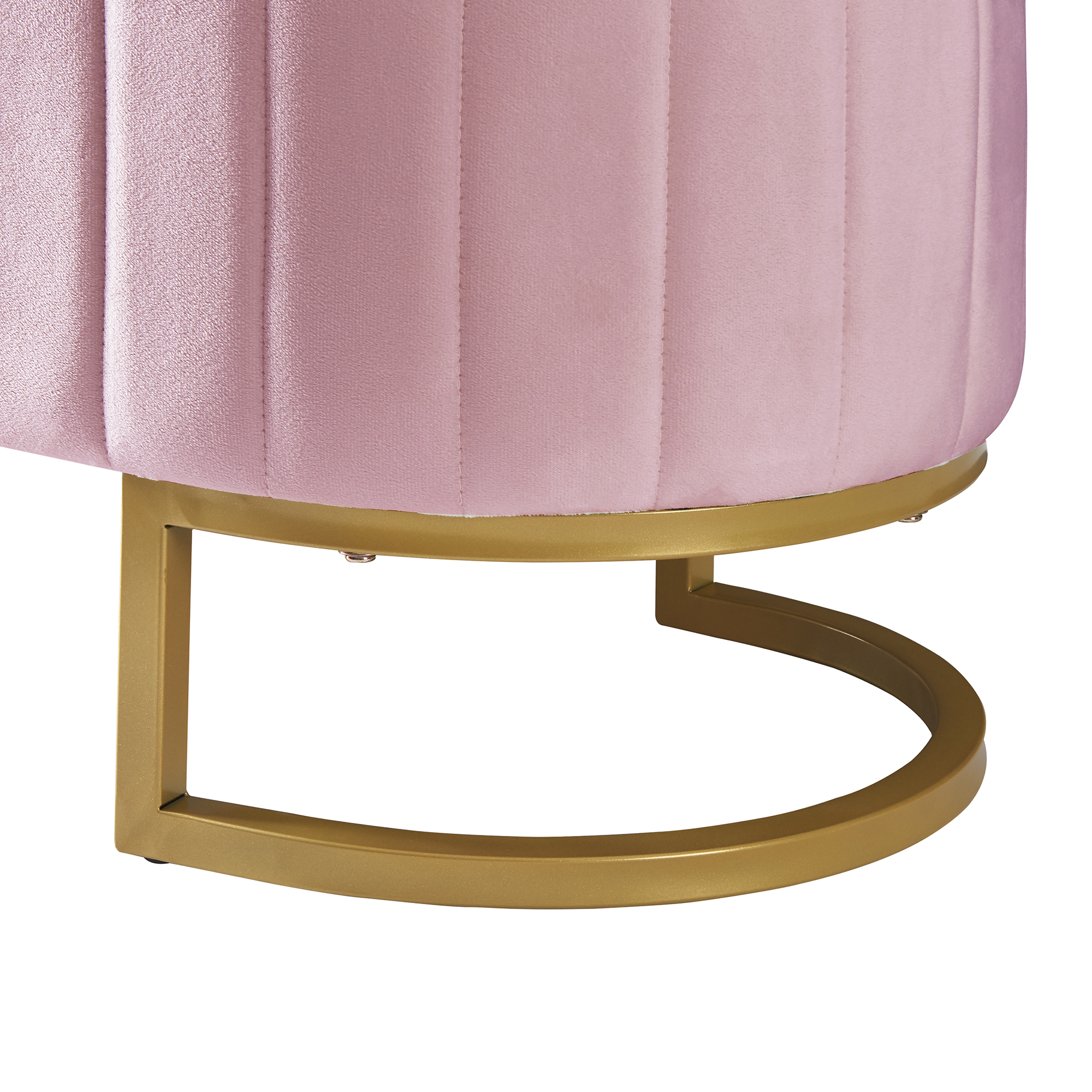 Euroco Upholstered Velvet Storage Ottoman Bench,End of Bed Bench with Metal Legs,Storage Chest for Bedroom,Living Room,Entryway,Pink