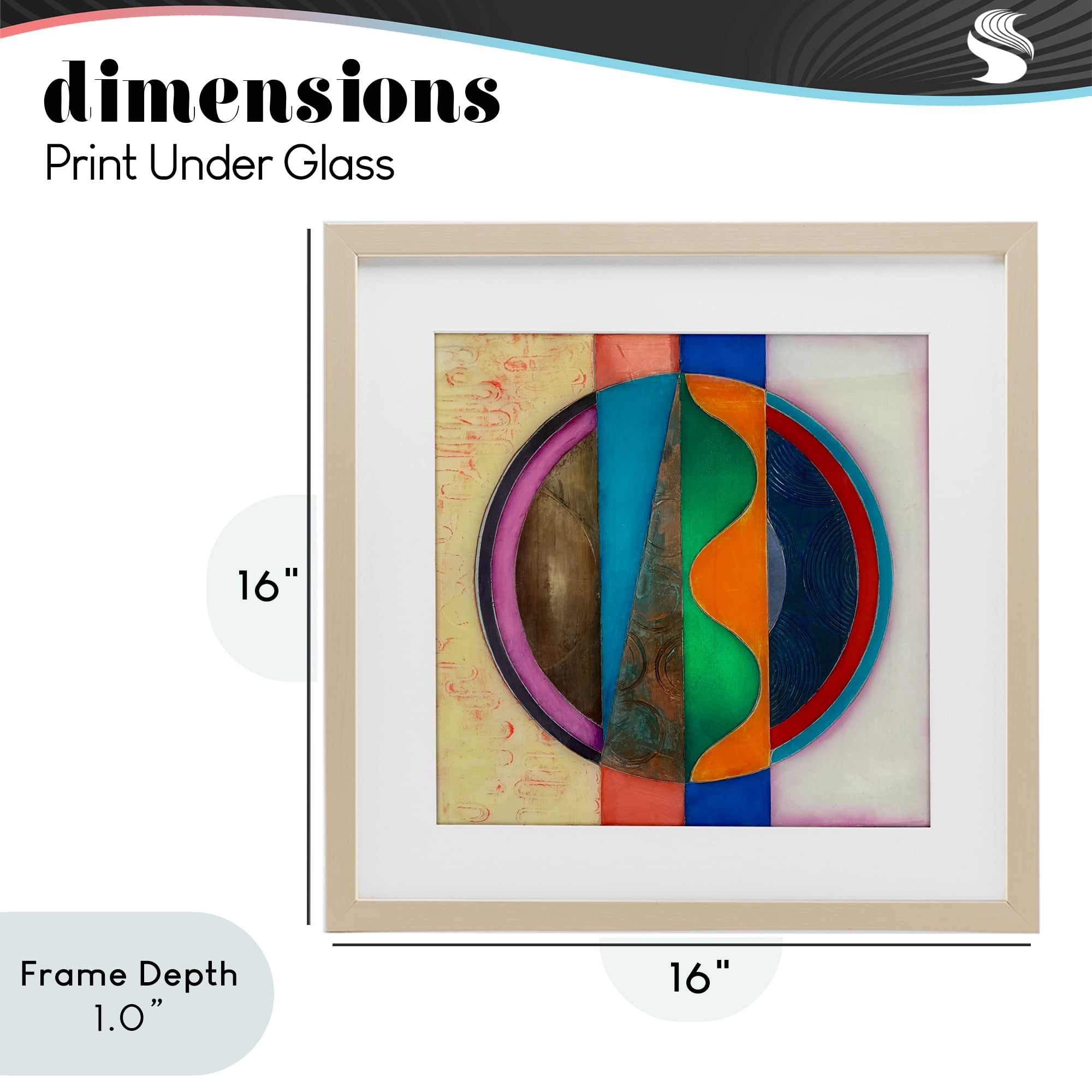 Stupell Industries Circle with Intersecting Waves Birch Framed Print Under Glass, design by Matthew Finger