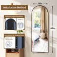 thumbnail image 3 of BEAUTYPEAK Full Length Arched Door Mirror 48"x14" Floor Mirror Hanging Wall-Mounted Mirror, Black, 3 of 7