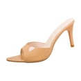 thumbnail image 3 of Tqyyweavej Women's Peep Toe High Heels Oversized Solid Color Slim Heels Sandals Open Toe Slip On Versatile Dress Shoes Gifts for Women, 3 of 10