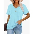 thumbnail image 2 of Womens T Shirts Short Sleeve V Neck Tops Pocket Tee Cute Fit Summer Trendy Soft Casual Tee Tops Comfy Clothes Basic T-Shirt, 2 of 3