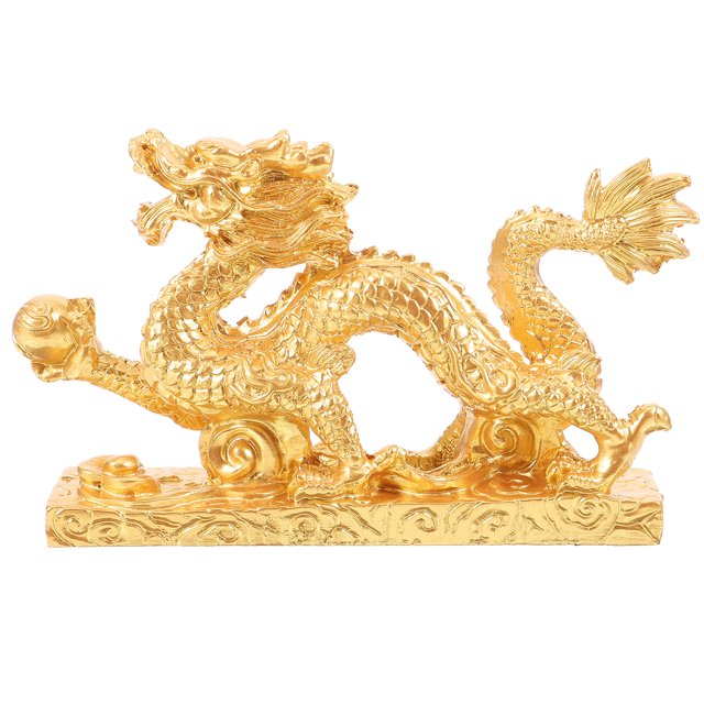 Statue de Dragon en Résine Ornement de Richesse Figurine de Dragon Chinois Décoration de Bureau