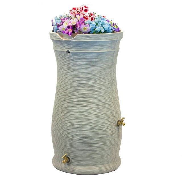 Good Ideas Impressions 50 Gallon Capri Rain Saver Barrel, 2 Spigots, Sandstone