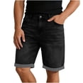 thumbnail image 7 of LEKWK Denim Shorts for Men Relaxed Fit Knee Length Mid Rise Button Waist Jean Shorts with Pockets Cuffed Hem Straight Leg Casual Shorts Daily Wear Black XXL, 7 of 7