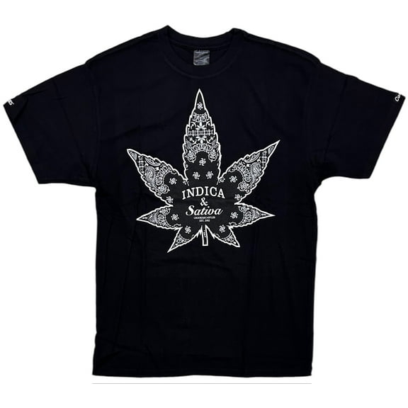 Crooks & Castles Men's T-Shirt Indica & Sativa Short Sleeve Crewneck Tee (Medium, Black)