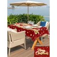 thumbnail image 4 of Outdoor Tablecloth with Umbrella Hole and Zipper, Merry Christmas Red Rectangle Table Cloth 60x102 Inch Waterproof Tablecloth, Xmas Snowflakes Polka Dot New Year Picnic Table Cover for Patio Camping, 4 of 7