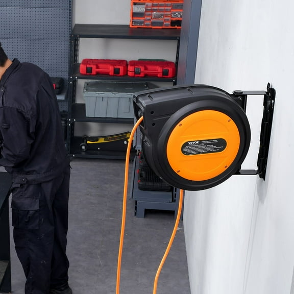 Heavy Duty Retractable Extension Cord Reel 80FT 12 Gauge 3C SJTOW for Workshop and Outdoor