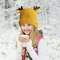 thumbnail image 2 of UngA Baby Beanie Hat Cute Antlers Reindeer Crochet Knitted Hat Winter Warm Cap for Toddler Boys Girls (Yellow,0-24 Months), 2 of 7