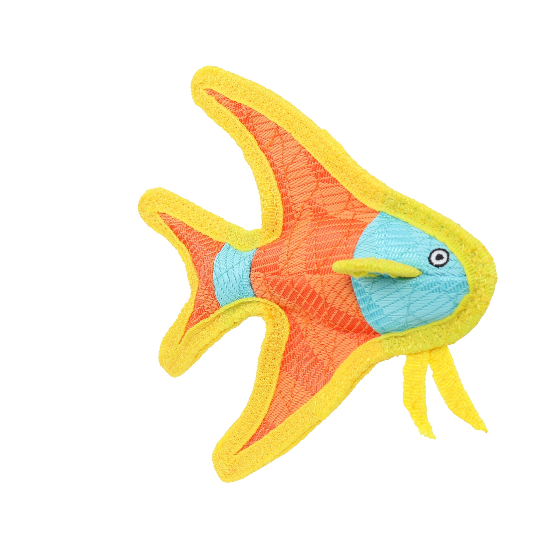DuraForce® - JR Angel Fish- Durable Woven Fiber - Squeakers - Multiple Layers. Made Durable, Strong & Tough. Interactive Play (Tug, Toss & Fetch). Machine Washable & Floats