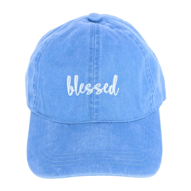 David & Young Blessed Embroidered Denim Baseball Cap Hat (Women's)