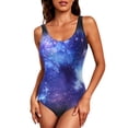 thumbnail image 2 of Traje de baño de una pieza Prolriy para mujer 2024, popular traje de baño para mujer, chaleco con estampado de flores y hojas, traje de baño teñido anudado con estrellas y cielo azul, trajes de baño, 2 of 7