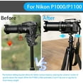 thumbnail image 4 of Quick Release Plate for Nikon P1000/P1100, Arca-Swiss Compatible Camera Mount, Extended Base with 4-Point Stabilization, 3X 1/4"-20 Threads, Easy Tool-Free Install, 4 of 7