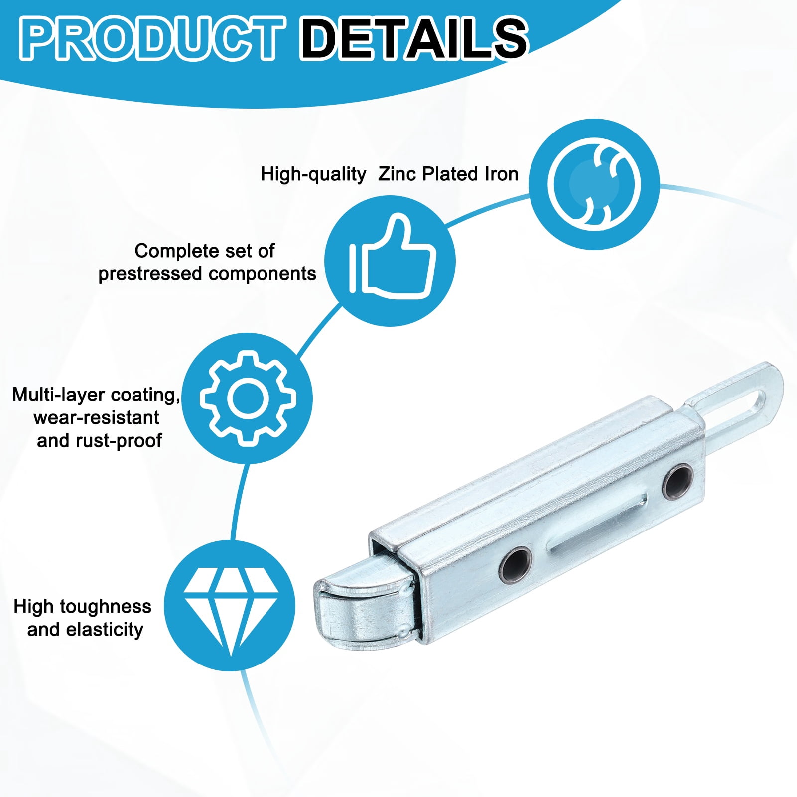 4 Pcs Slide Entry Slam Latch, 12.4 cm Automatic Spring Door Bolt Lock Zinc Plated Iron Cabinet Hardware Latches for Industrial Cabinet & Family House, Straight Type
