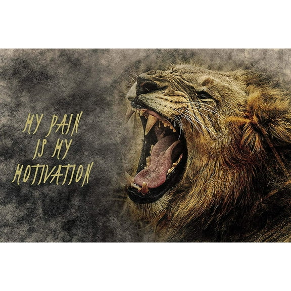 EzPosterPrints - Most Popular Lion Theme Quote Posters - Power Strength Brave Beast Motivational Quotes Poster Printing - Wall Art Print for Home Office - MOTIVATION - 18X12 inches