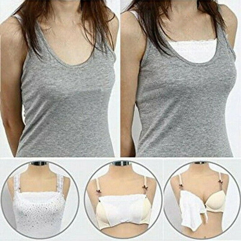 Women Quick Easy Clip-on Lace Mock Camisole Bra Insert Wrapped Chest Overla  ^ 