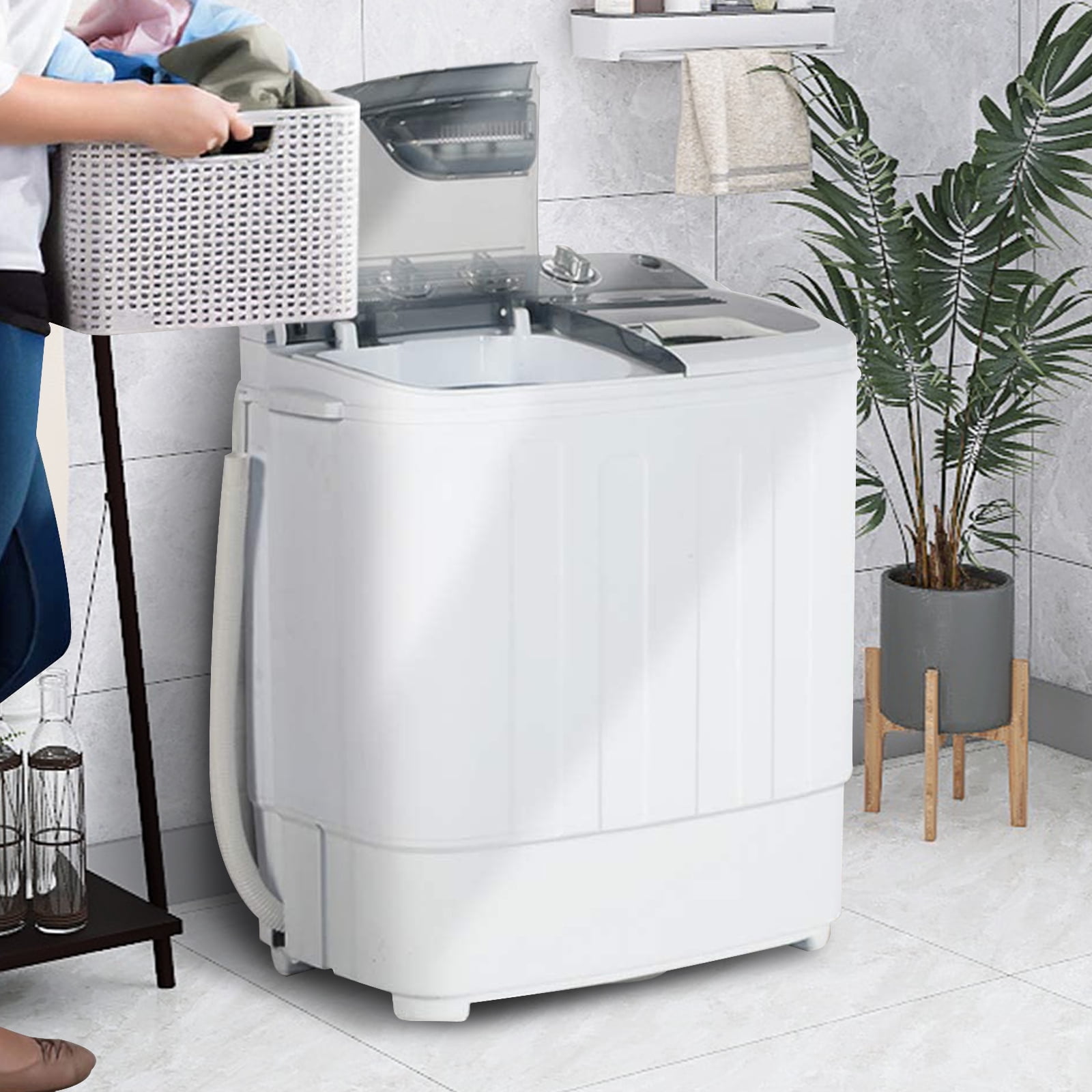 ENSTVER Portable Compact Mini Twin Tub Washing Machine w/Wash and Spin