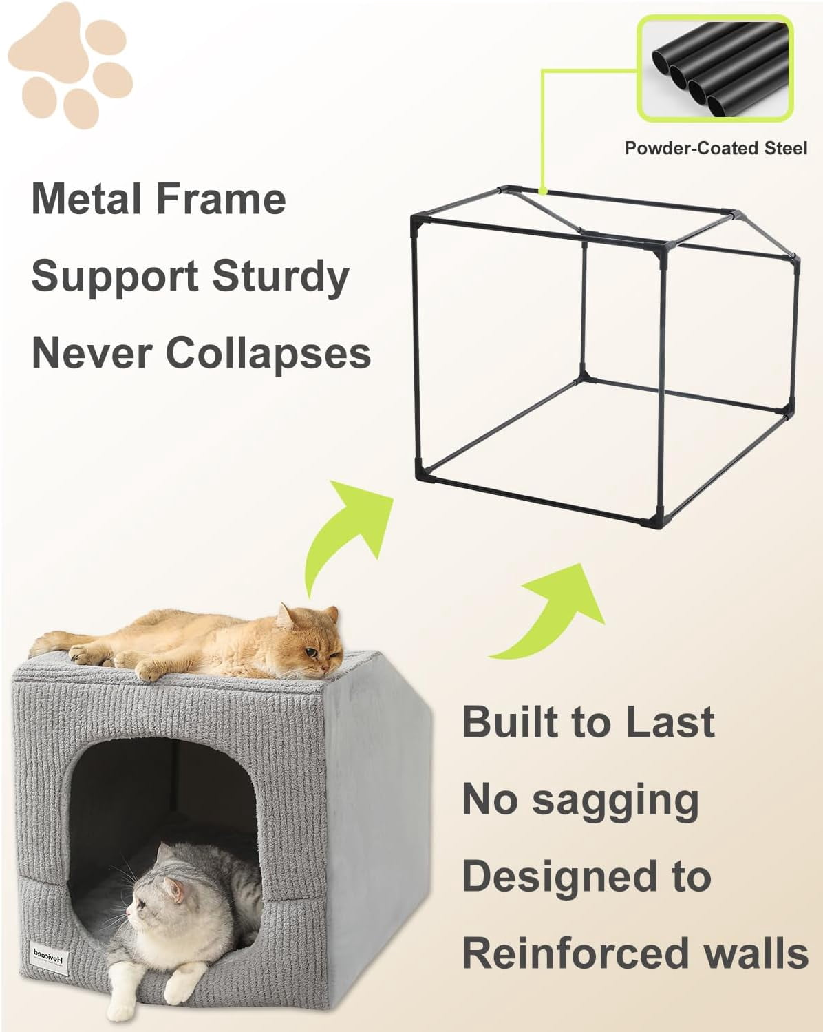Indoor Dog House for Extra Large Medium Small Sized Dogs - Dog Tent with Washable Removable Cover, Pet Orthopedic Dog Cave Bed Egg-Crate Foam Cushion, Inside Dog House Large Space(L)