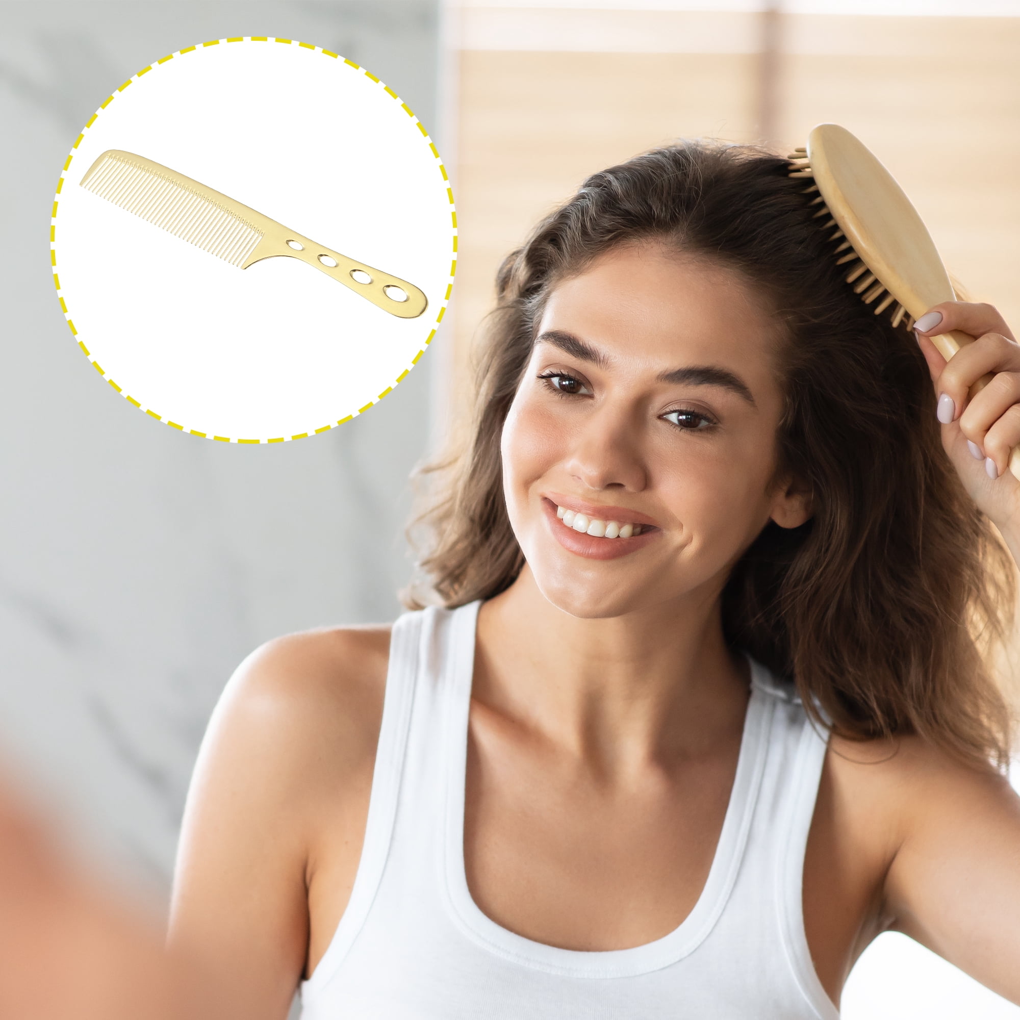 Unique Bargains 1 Pc Hair Comb All Purpose Detangling Comb Stainless Steel Gold Tone