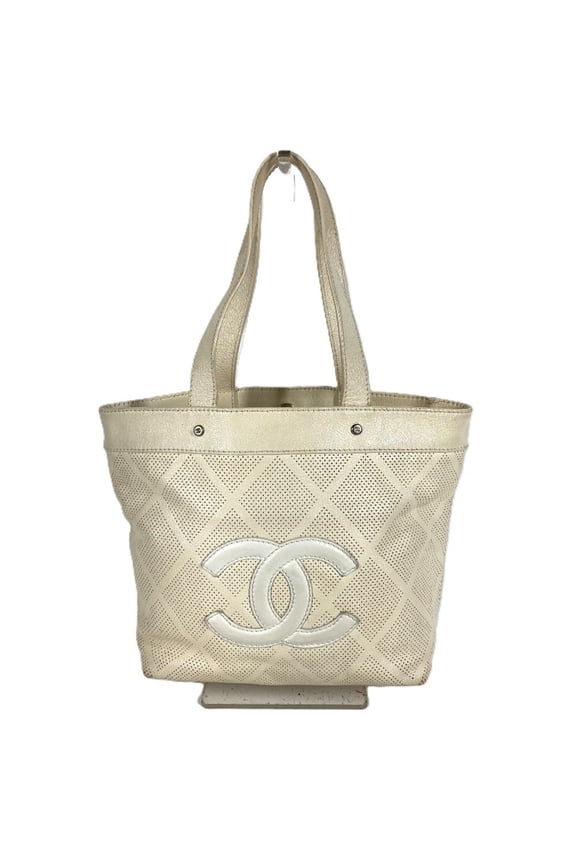 Pre-Owned CHANEL Chanel Punching Logo CC Coco Mark Matelass Quilted Handbag Tote Bag Leather...