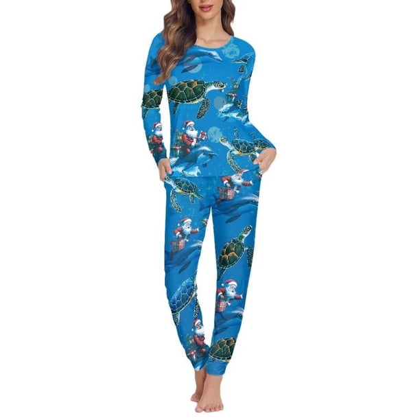 Conjunto de pijama de dos piezas para mujer, ropa de dormir informal, Jersey, pantalones, regalos de Navidad, Invierno
