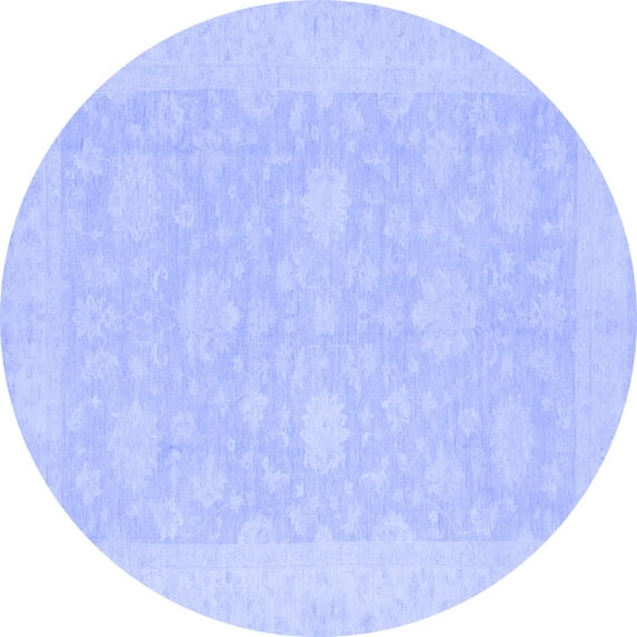 Ahgly Company Indoor Round Oriental Blue Modern Area Rugs, 7' Round