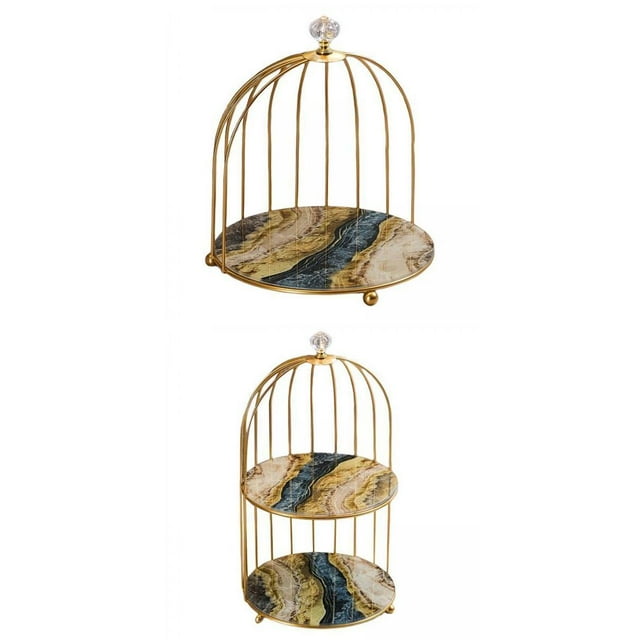 2 Organizadores de Maquillaje de Jaula de Pájaros de Hierro Decorativos para Exhibición de Tocador de Dormitorio Gloria Estante organizador de maquillaje