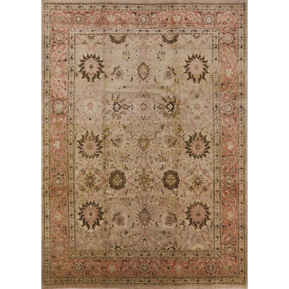 Ahgly Company Indoor Rectangle Mid-Century Modern Tangerine Pink Oriental Area Rugs, 2' x 3'