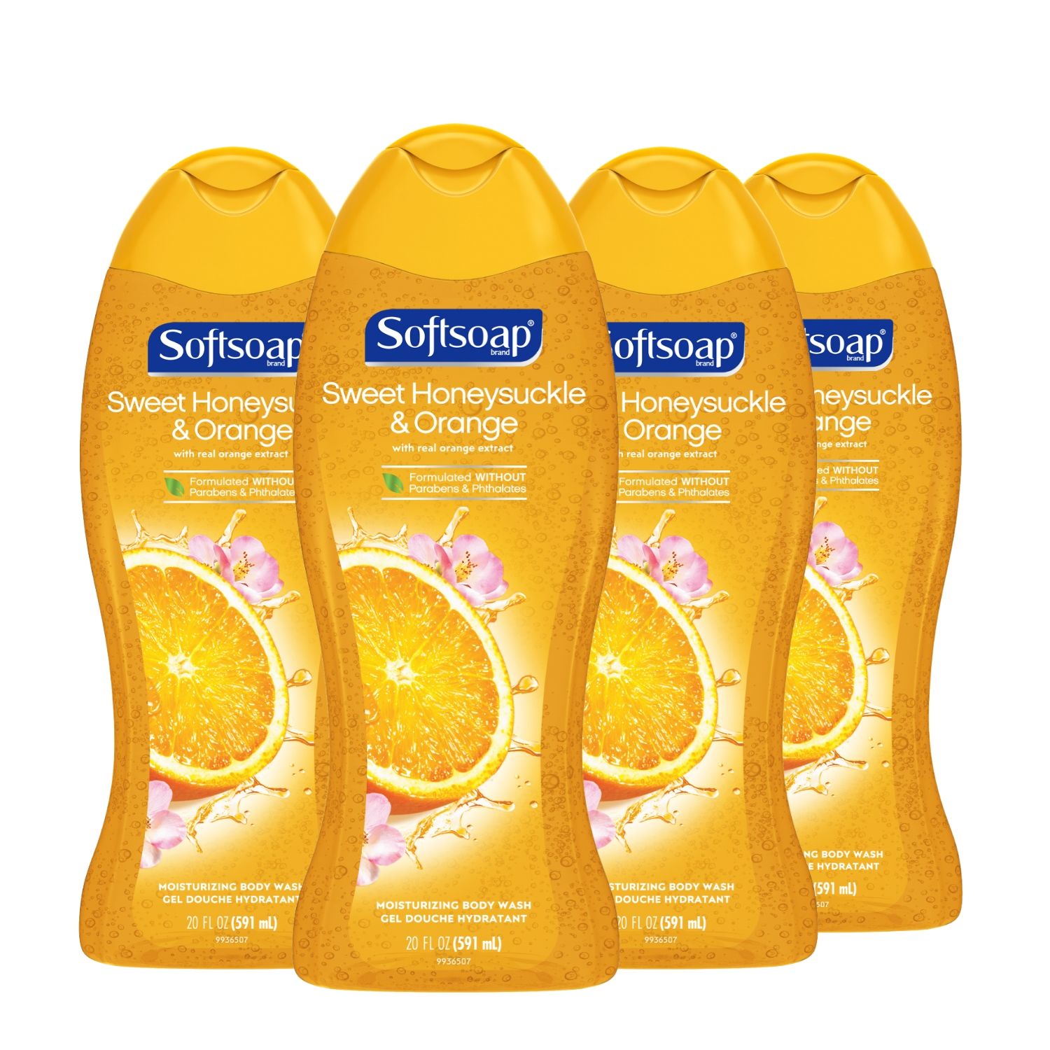 (4 pack) Softsoap Moisturizing Body Wash, Sweet Honeysuckle and Orange