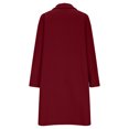 thumbnail image 7 of Woolen Trench Coat for Women Mid Length Notch Lapel Collar Dressy Casual Jacket with Pockets Winter Long Outerwear (L, Wine), 7 of 7