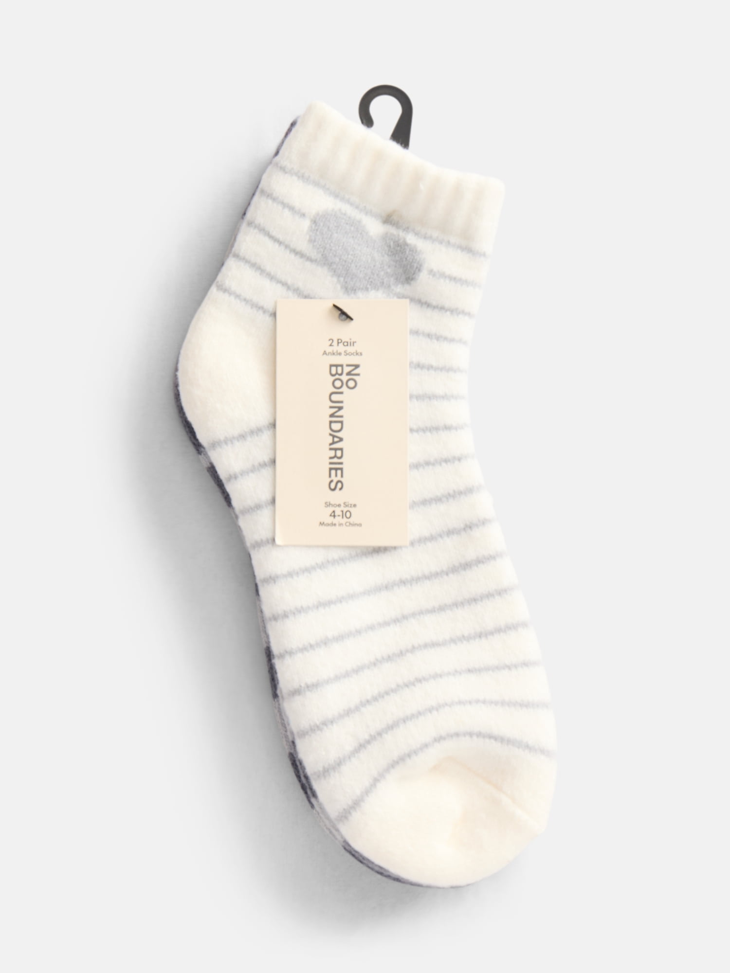 No Boundaries Women's Cozy Ankle Socks, 2 Pack, Shoe Sizes 4-10