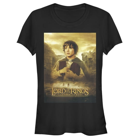 Junior's The Lord of the Rings Two Towers Frodo Movie Poster Graphic Tee Black 2X Large