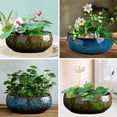 thumbnail image 2 of Lotus Bowl Planter, Lotus Bowls for Planting in Water Indoors, Bonsai Bowl Lotus Flower Seeds, Ceramic Planters for Indoor Plants, Applicable to Hydroponic Plant(Kiln Turning Blue,1PC), 2 of 5