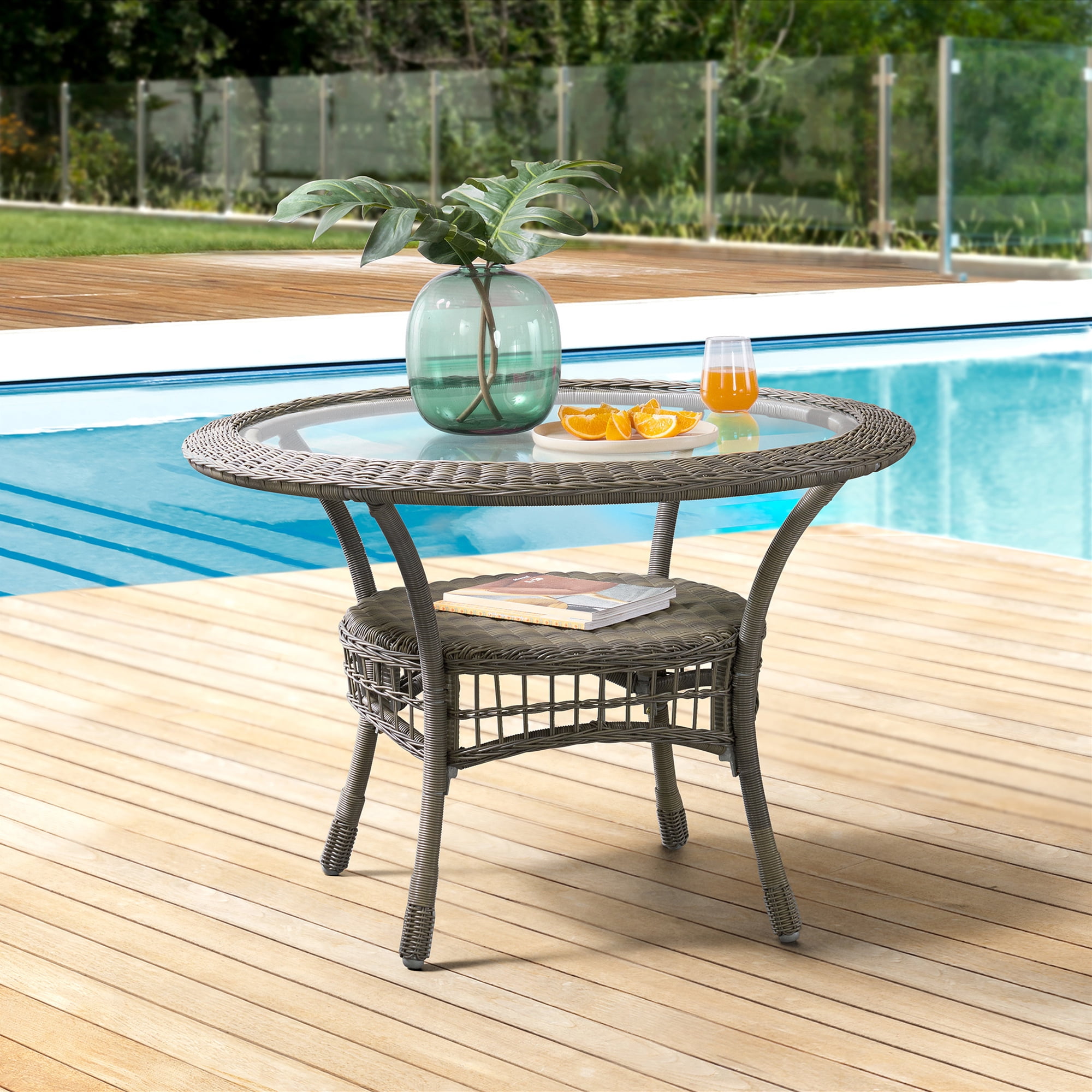Noble House Pittman Outdoor Cast Aluminum Round Dining Table Hammered Bronze Walmart