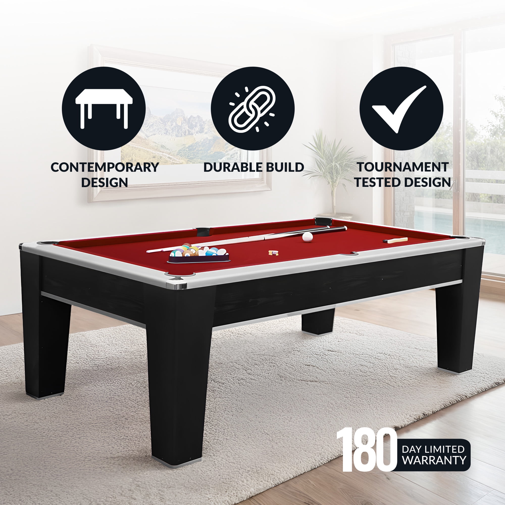 Hathaway Mirage 7.5 ft. Pool Table - Black