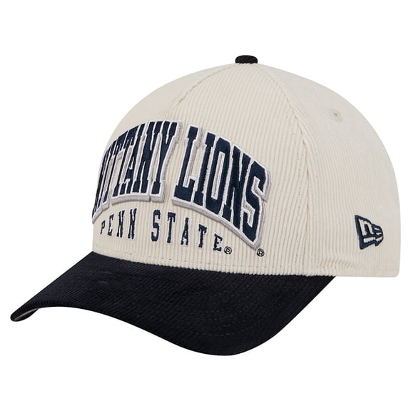 Men's New Era Navy/Cream Penn State Nittany Lions Arch Two-Tone Corduroy 9FORTY A-Frame Adjustable Hat