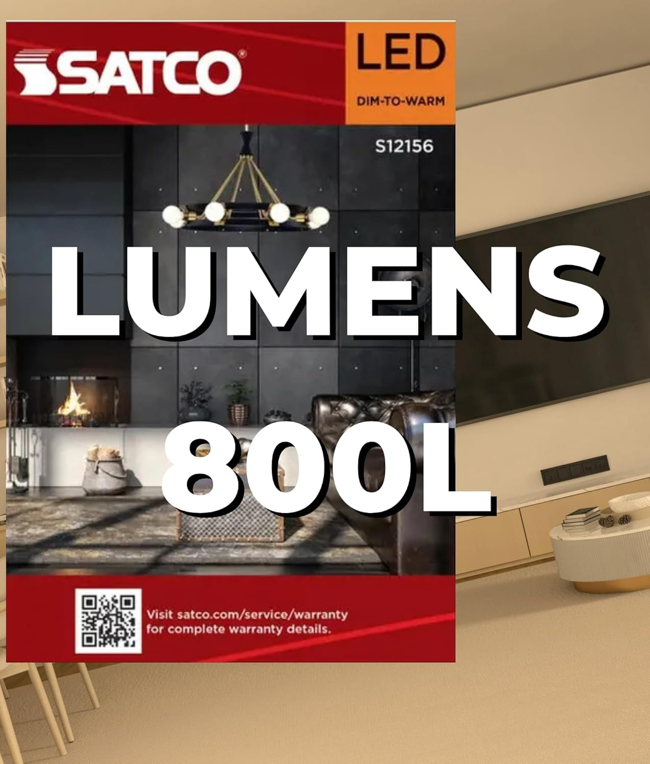 Satco S12156 LED G40 Globe Light Bulb 8W 120V  Warm Dimming 3000K-2000K White Finish 800 Lumen E26 Medium Base (6 Pack)